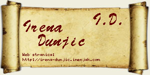 Irena Dunjić vizit kartica